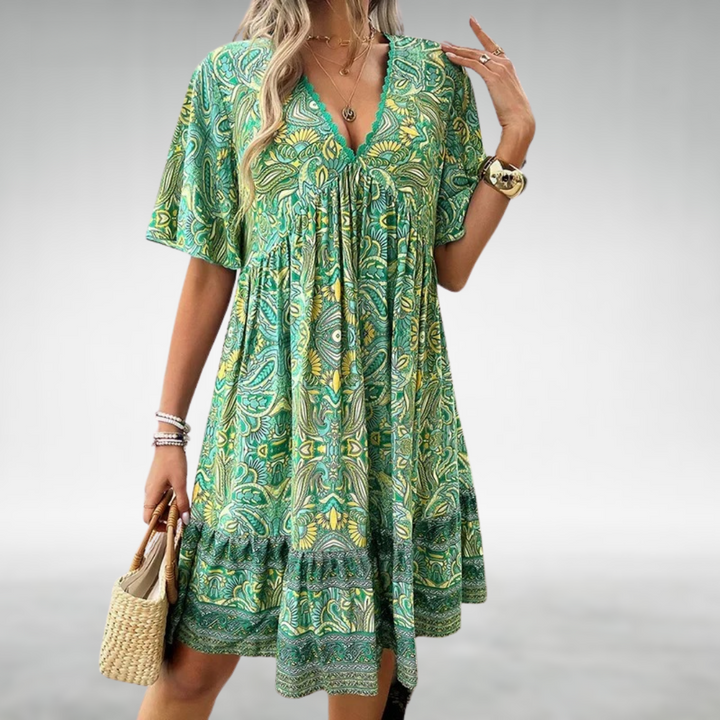 Lucy | Boho paisley print mini dress