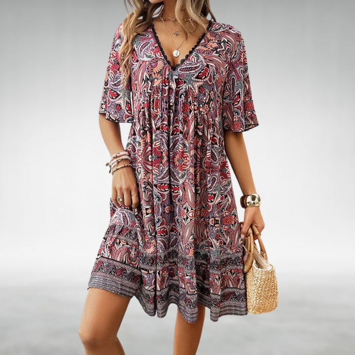 Lucy | Boho paisley print mini dress