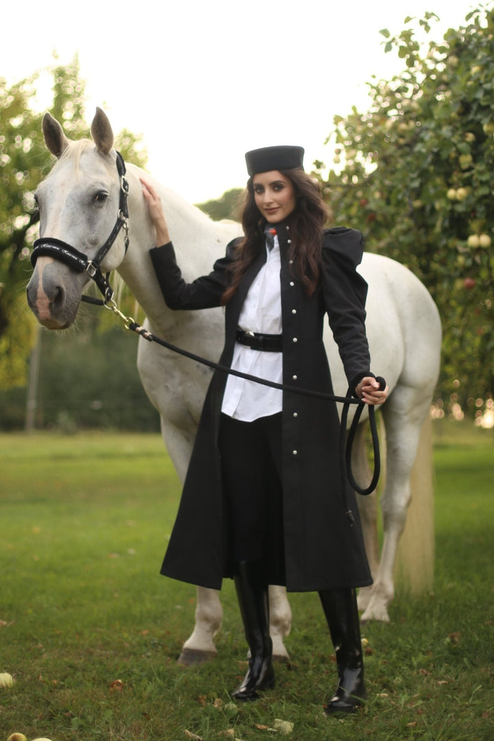 Yasmin | Women’s single-breasted A-line trench coat with balloon sleeves