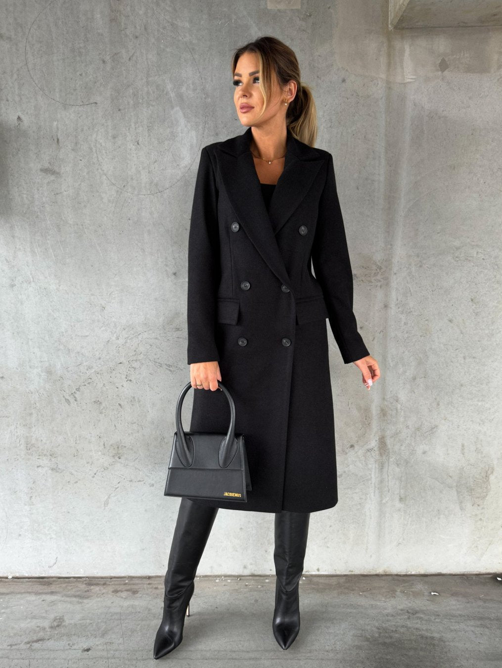 Olivia | Women’s long double-breasted coat with straight fit and blazer collar