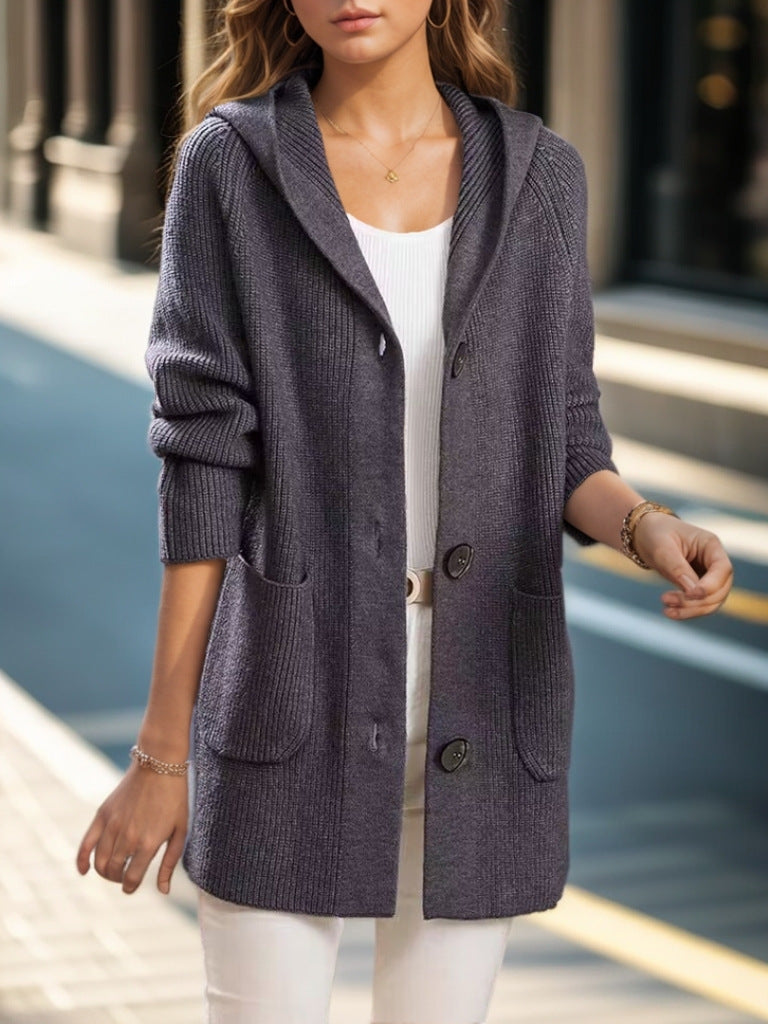 Toni | Women’s hooded mid-length knit cardigan