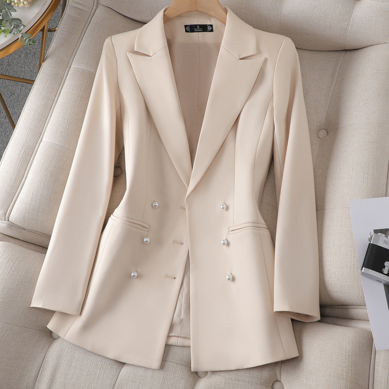 Rita | Pearl-accented double-breasted blazer for women