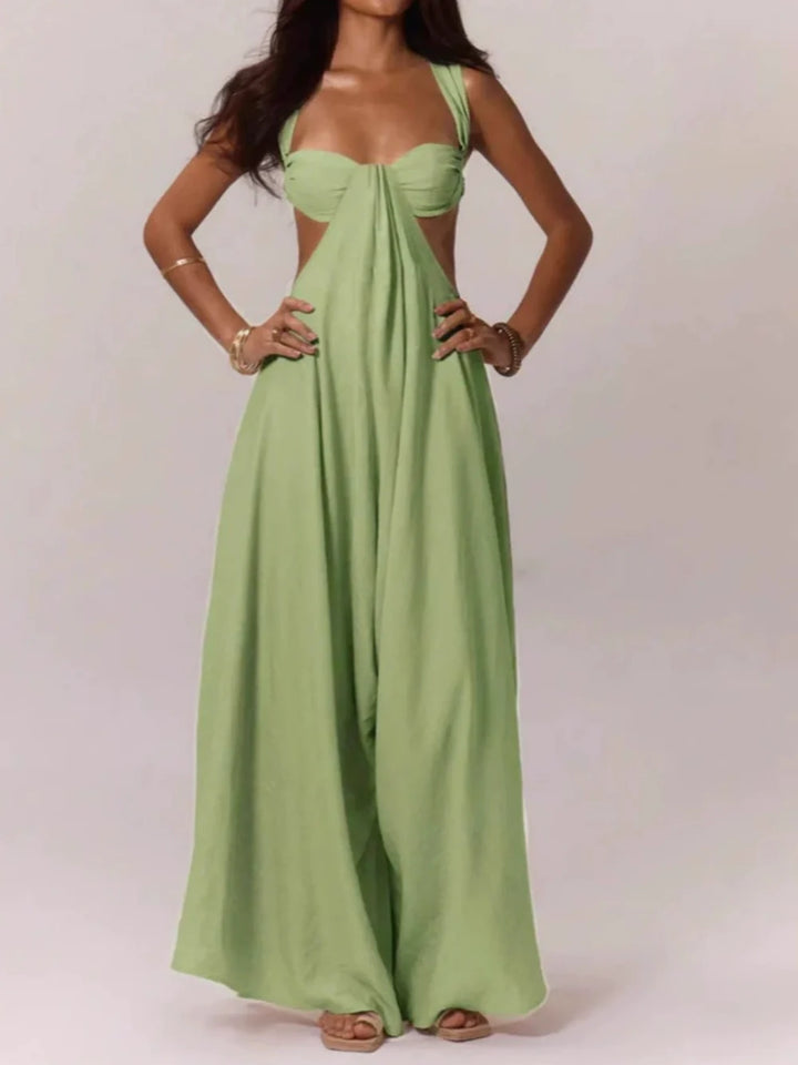 Aixirt | Women’s sleeveless jumpsuit with high waist and wide leg