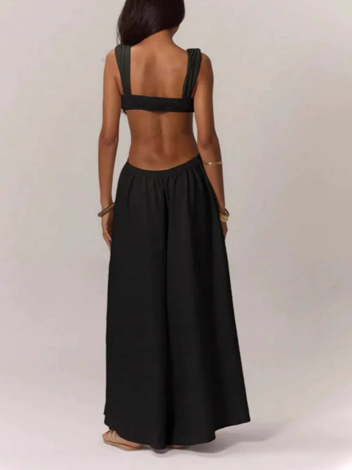Aixirt | Women’s sleeveless jumpsuit with high waist and wide leg