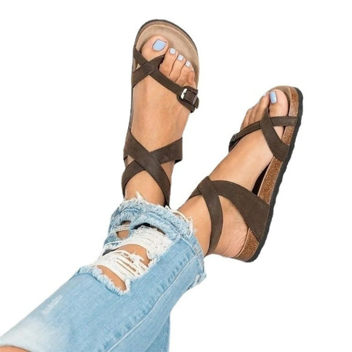 Maria | Women’s flat strappy sandals with buckle closure