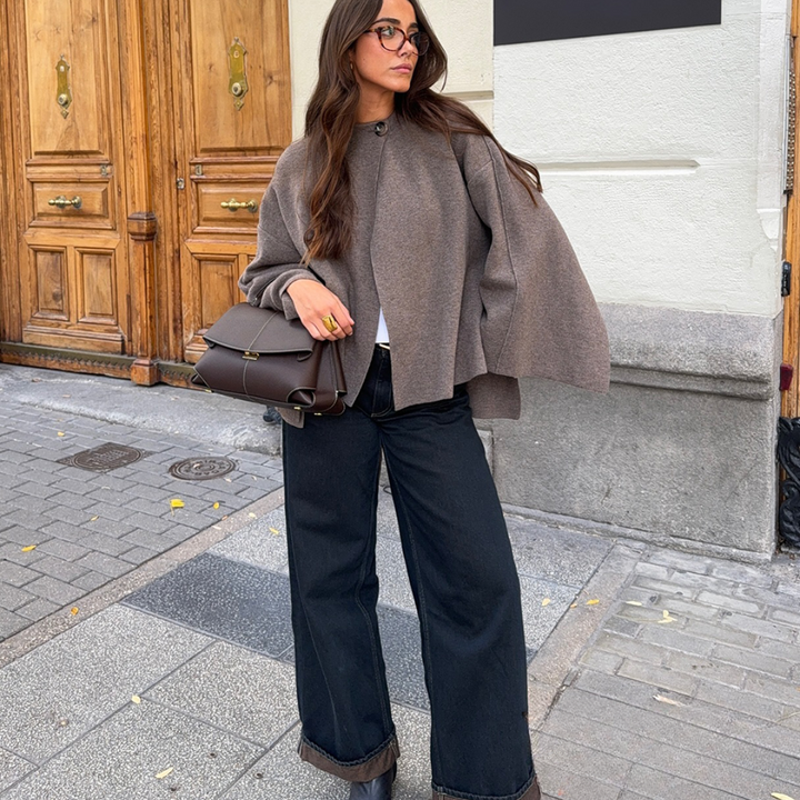 Nori | Women’s cape coat with asymmetrical cut and minimalist design