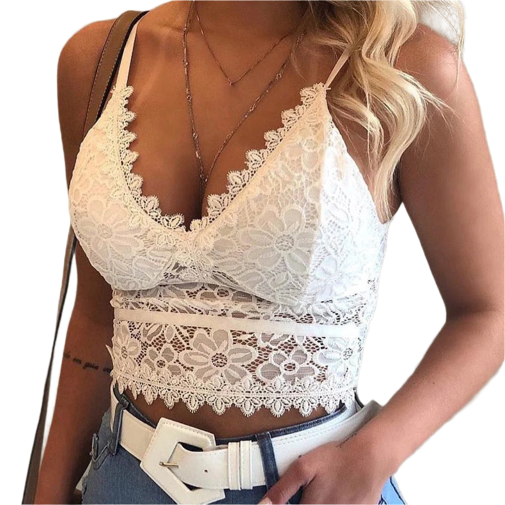 Matilda | Mesh sleeveless crop top with v-neck for women