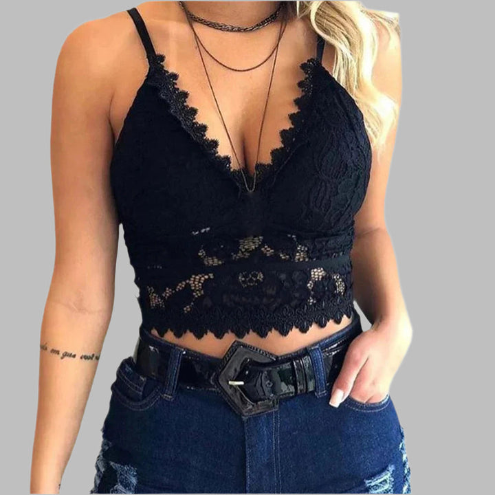 Matilda | Mesh sleeveless crop top with v-neck for women