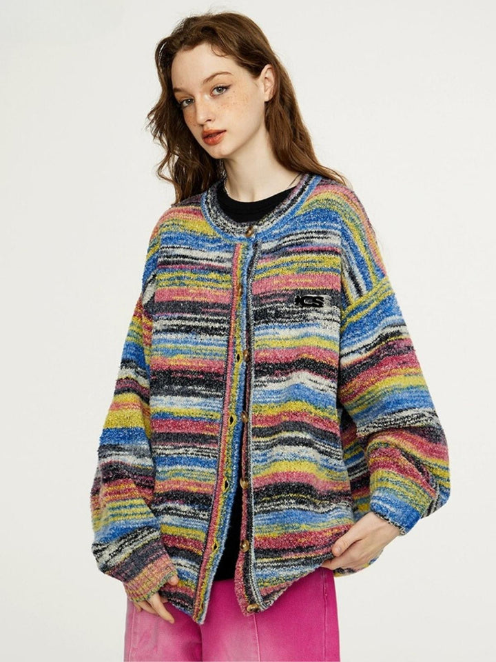 Ashley | Women's knitted colorful striped cardigan