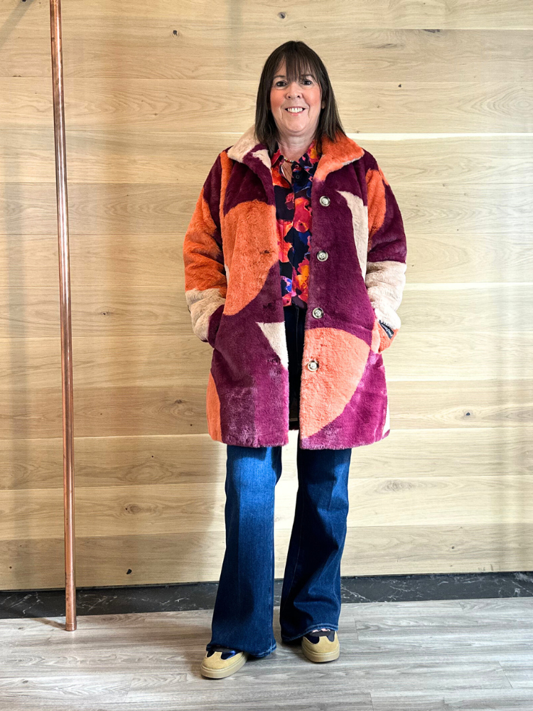 Nonna | Women’s faux fur color block coat