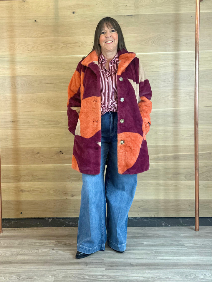 Nonna | Women’s faux fur color block coat