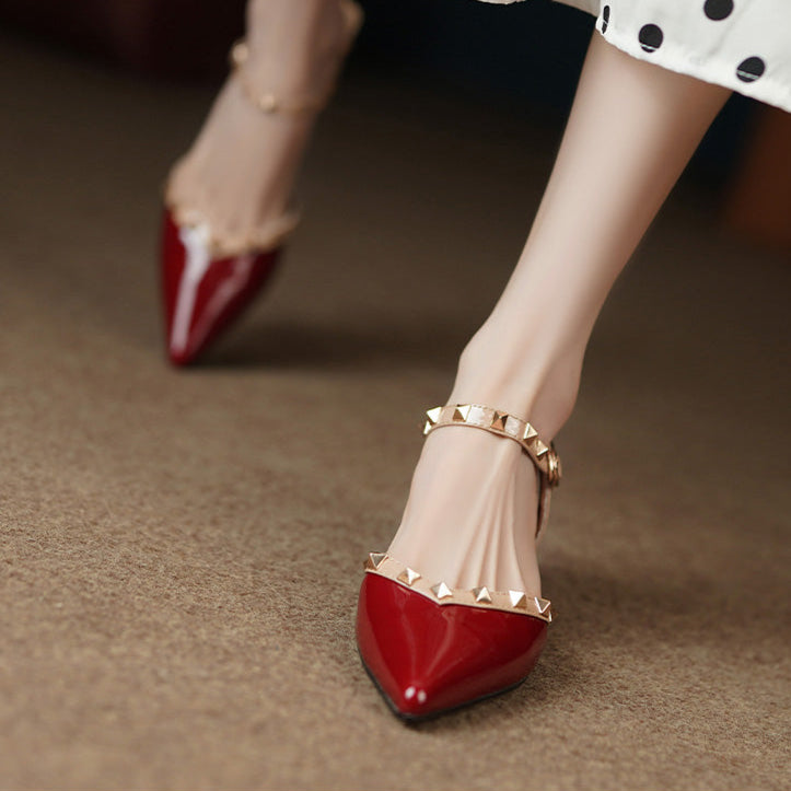 Missy | Women’s studded straps sandals with mid-height heel