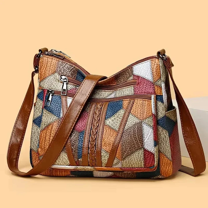 Charlee | Women’s crossbody bag with patchwork panels and adjustable strap