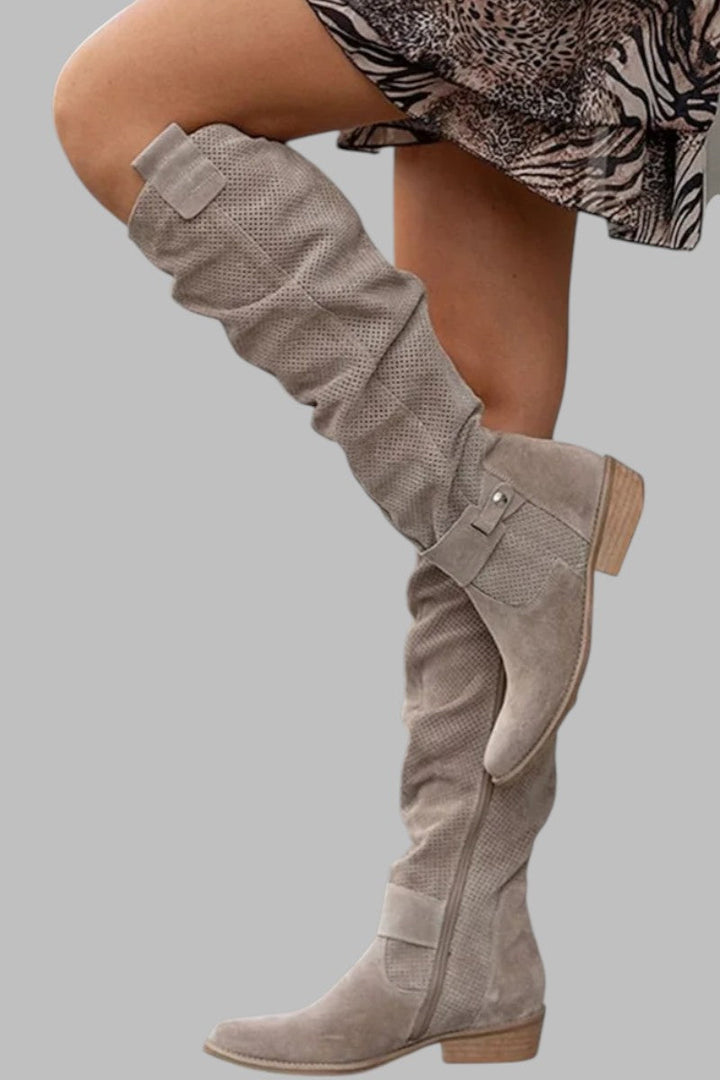 Sasha | Women’s knee-high boots with slouchy shaft and low stacked heel