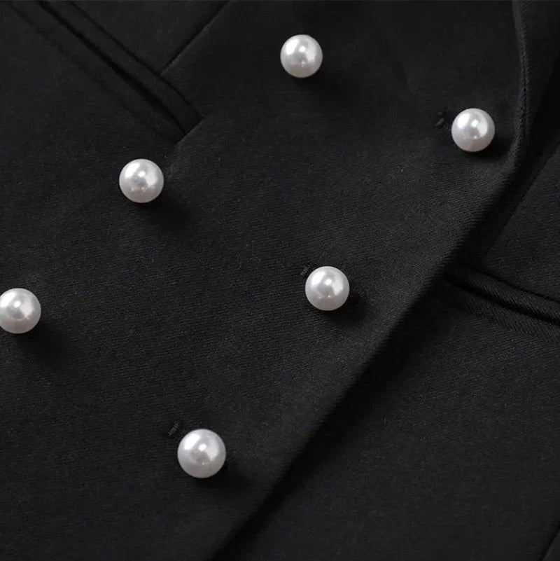 Rita | Pearl-accented double-breasted blazer for women
