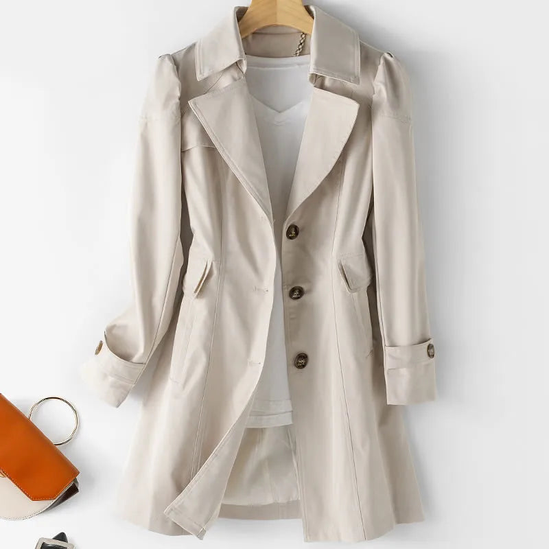Goldie | Women’s mid-length trench coat with classic tailored cut