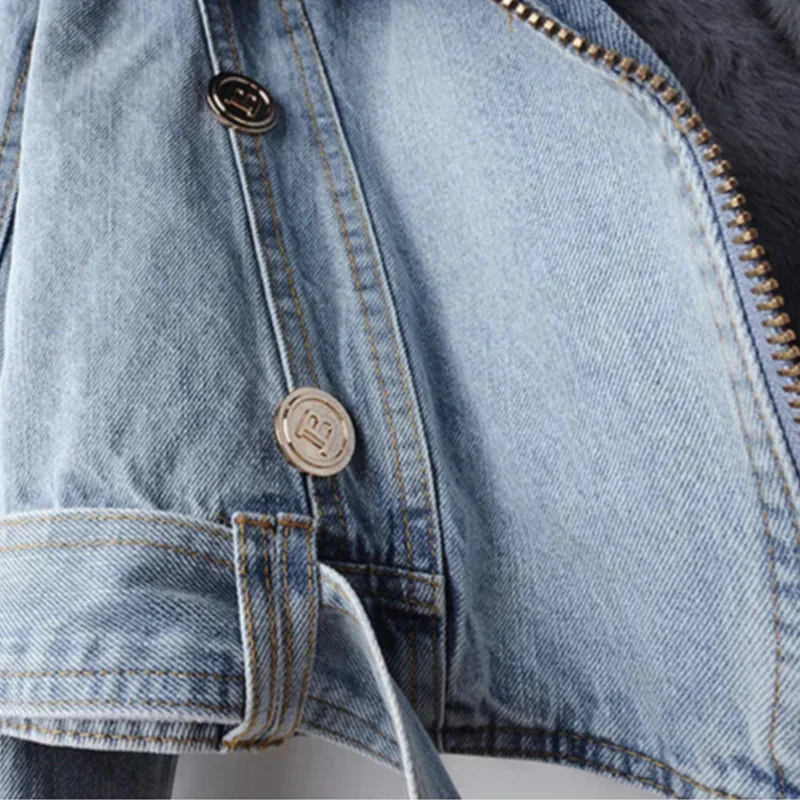 Celestine | Women’s denim jacket with faux-fur cuffs and plush lining