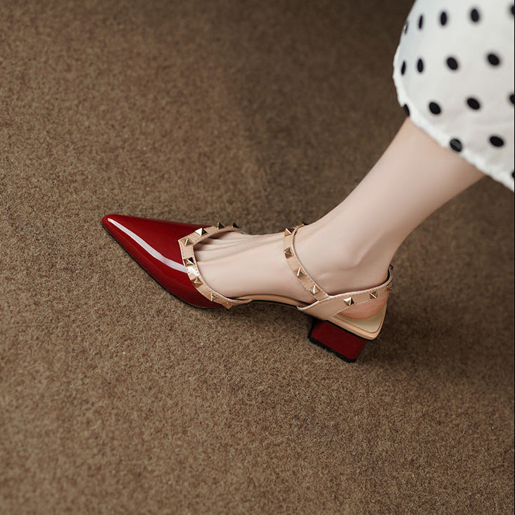 Missy | Women’s studded straps sandals with mid-height heel