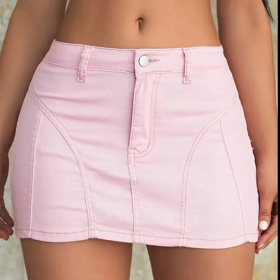 Zin | Women’s denim A-line mini skirt with seam detail