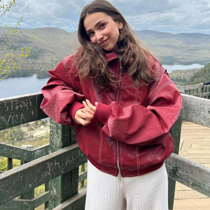 Reina | Women’s oversized jacket with contrast stitching and statement design