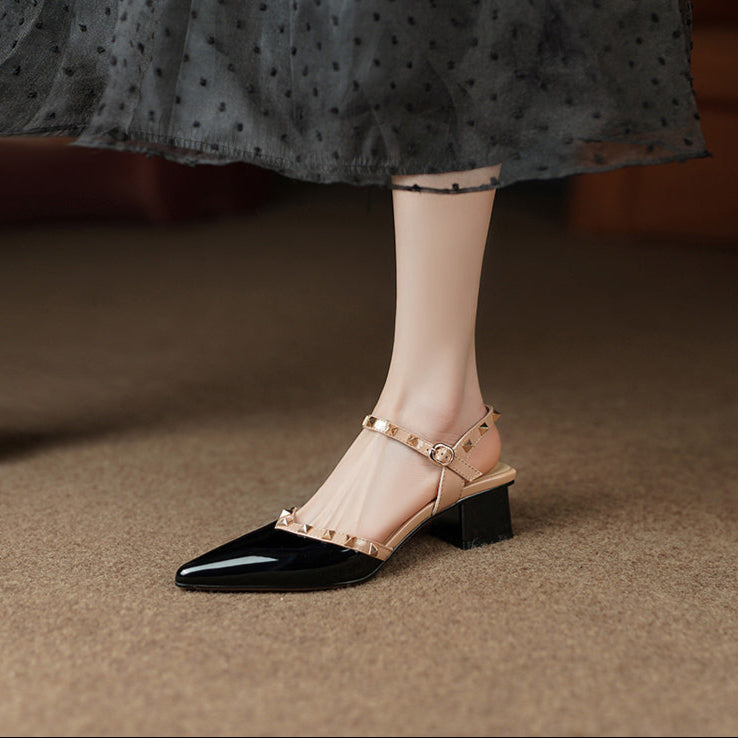 Missy | Women’s studded straps sandals with mid-height heel