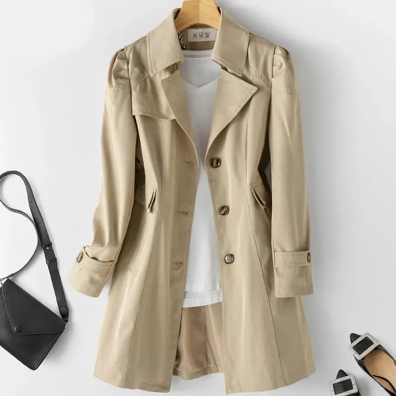 Goldie | Women’s mid-length trench coat with classic tailored cut
