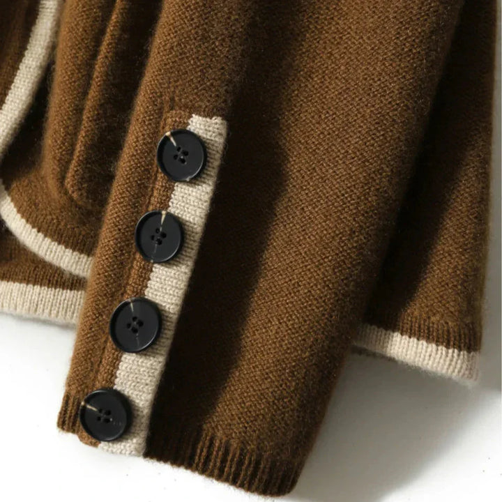 Anne | Women’s wool-blend cardigan with contrasting details