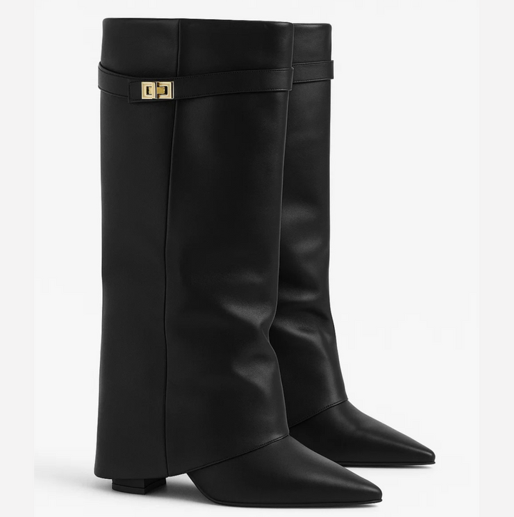 Ariella | Women’s knee-high boots with side zip and buckle detail