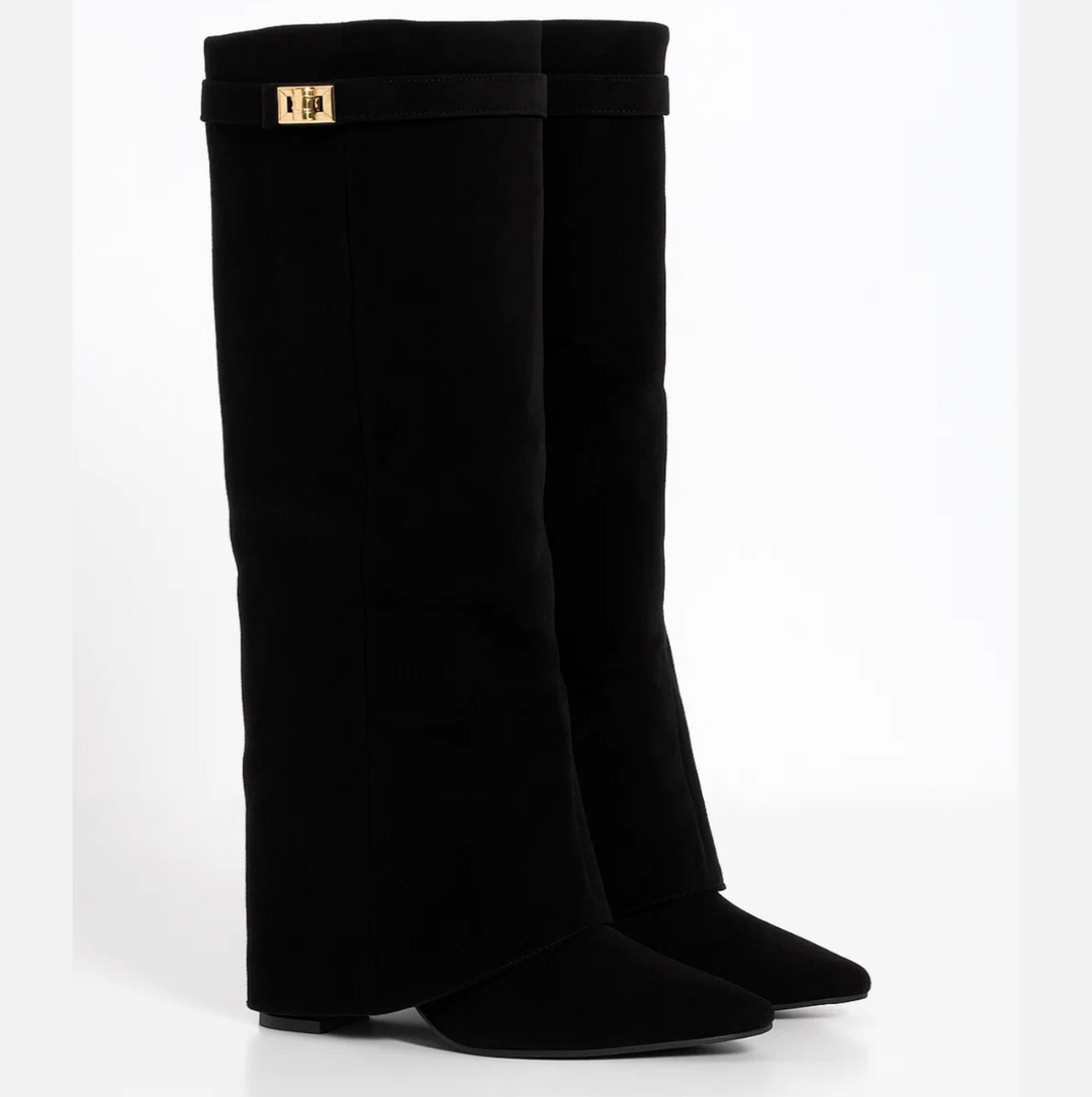 Ariella | Women’s knee-high boots with side zip and buckle detail