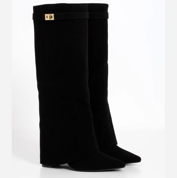 Ariella | Women’s knee-high boots with side zip and buckle detail