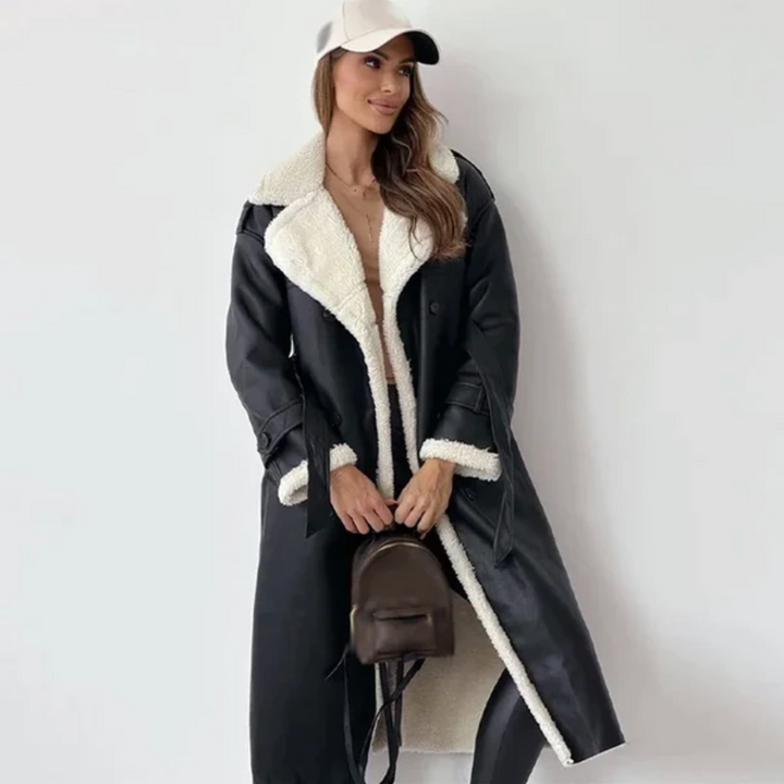 Lalaine | Women’s long wool-blend coat with faux-fur lining