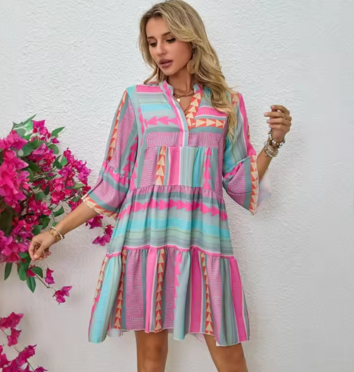 Stacey | Embroidered boho summer mini dress