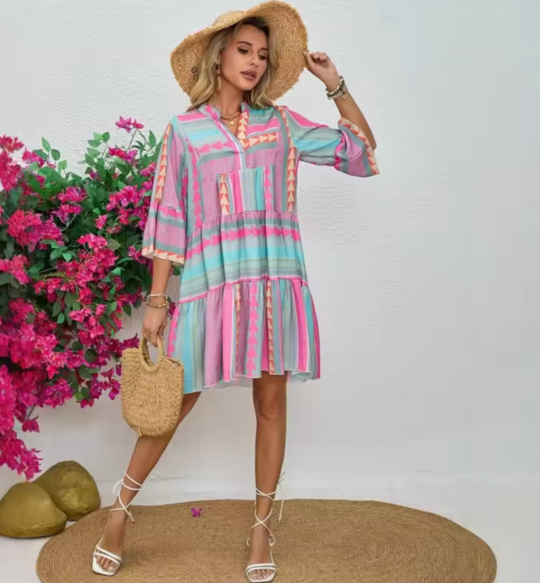 Stacey | Embroidered boho summer mini dress