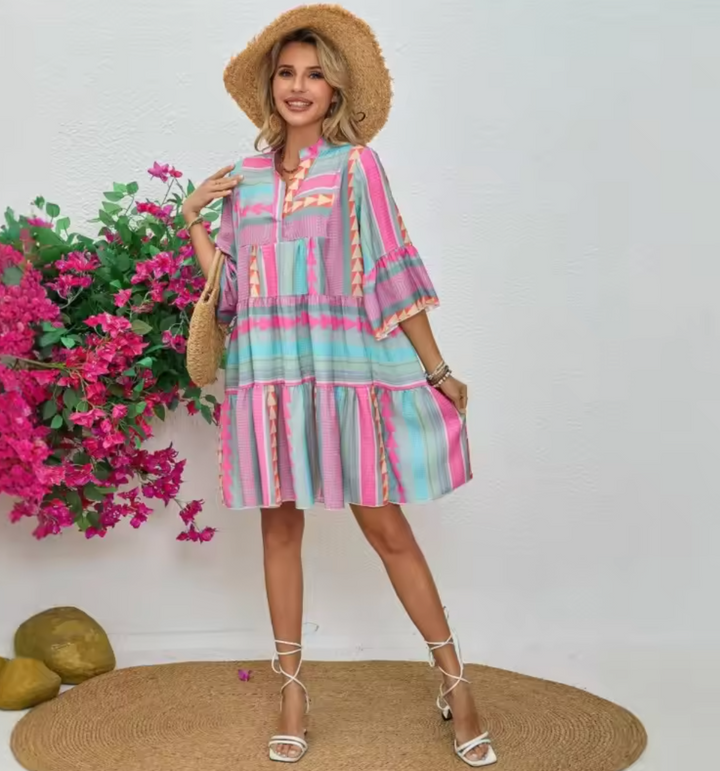 Stacey | Embroidered boho summer mini dress