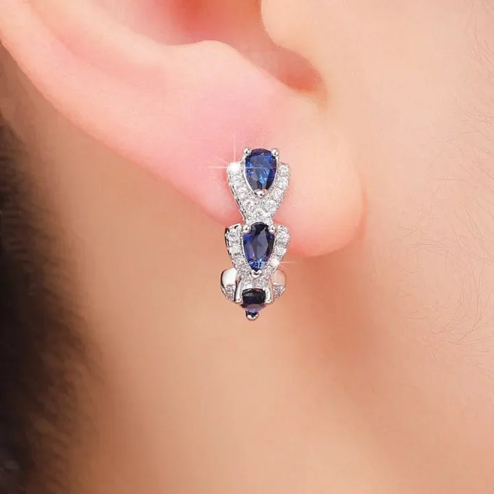 Patty | Women’s drop earrings with sapphire stones and crystal accents