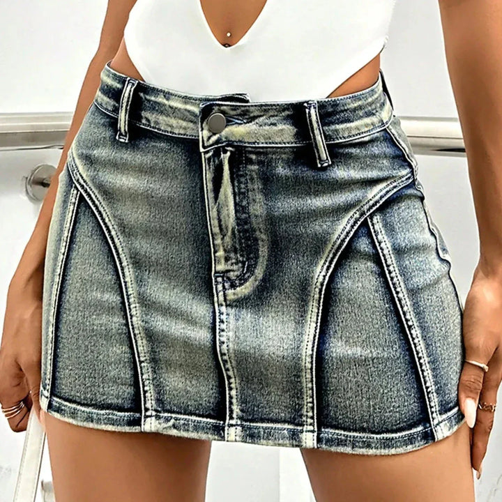 Zin | Women’s denim A-line mini skirt with seam detail