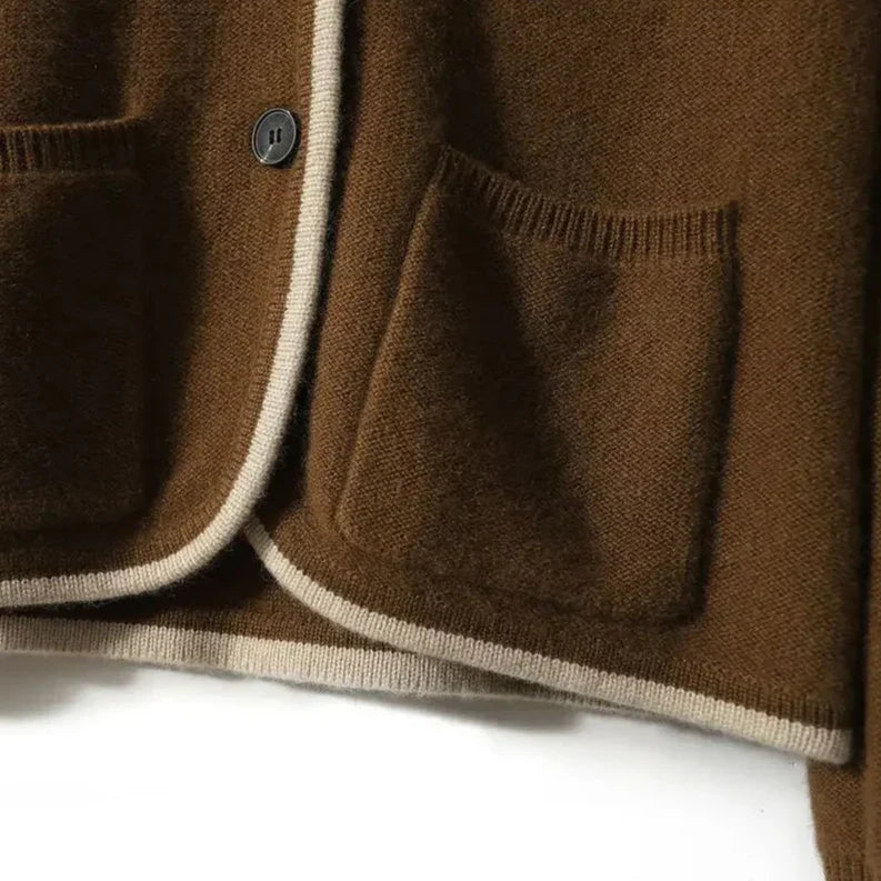 Anne | Women’s wool-blend cardigan with contrasting details