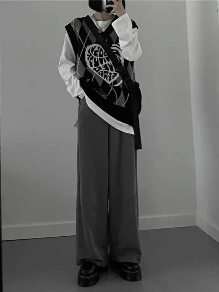 Mitch | Women’s argyle sweater vest with graphic heart design