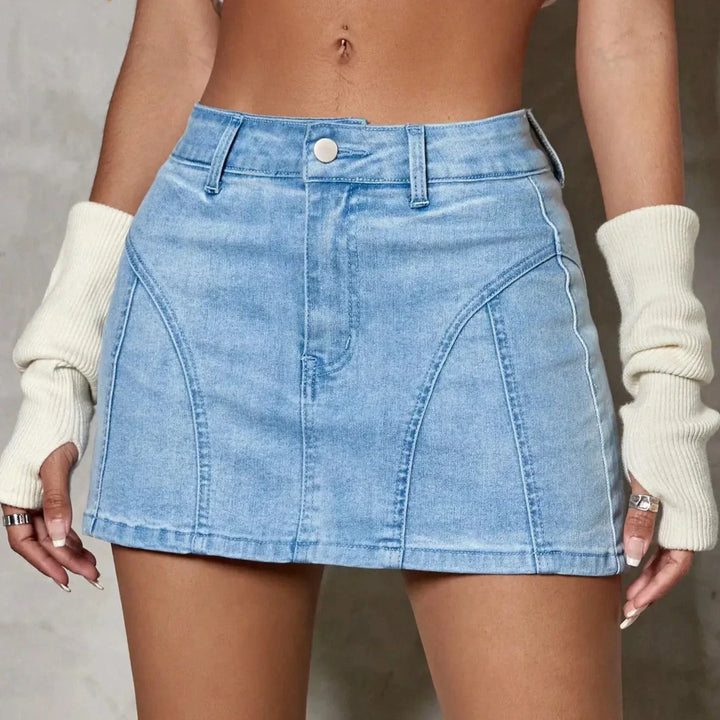 Zin | Women’s denim A-line mini skirt with seam detail