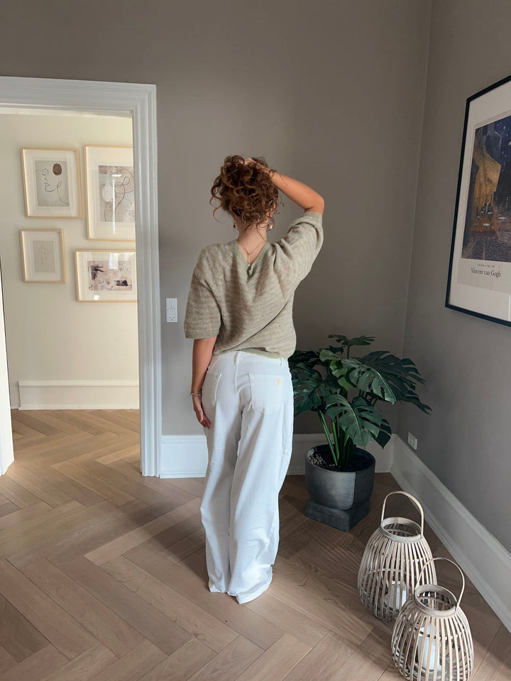 Colette | Women’s knit sweater with striped mid sleeve design