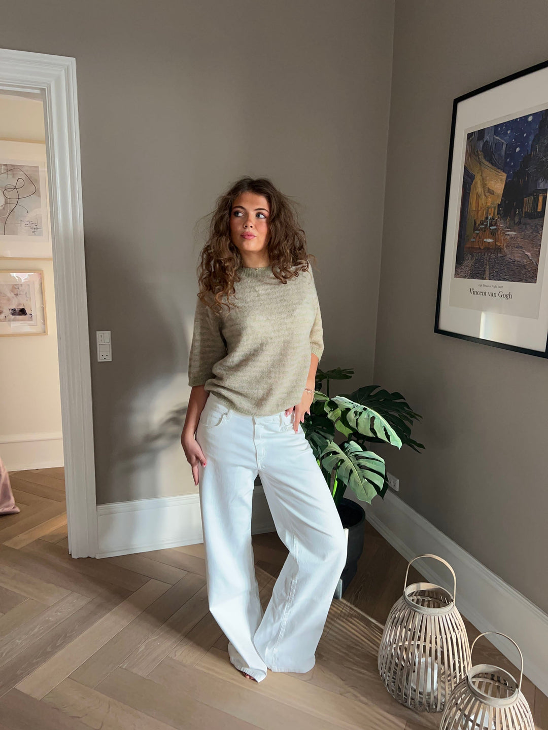 Colette | Women’s knit sweater with striped mid sleeve design