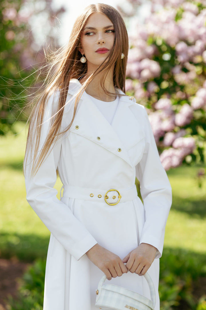 Cherry | Women’s double-breasted trench coat with adjustable hood