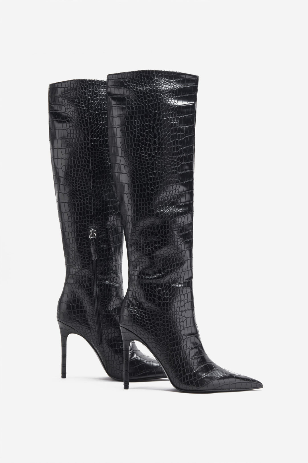 Yvonne | Women’s pointed-toe croc-embossed stiletto boots
