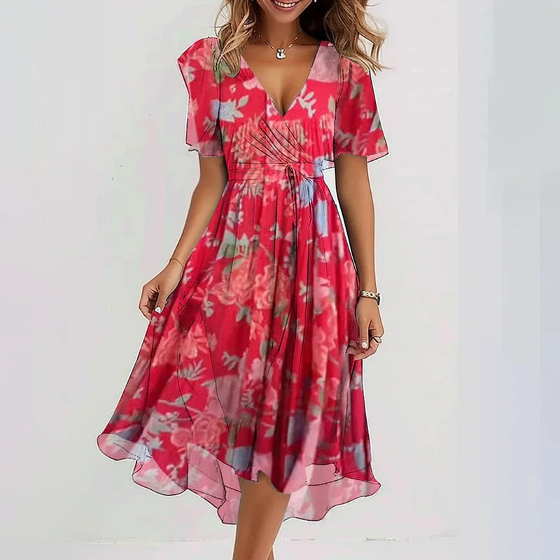 Bell | Women’s wrap summer dress with v-neckline and short flutter sleeves