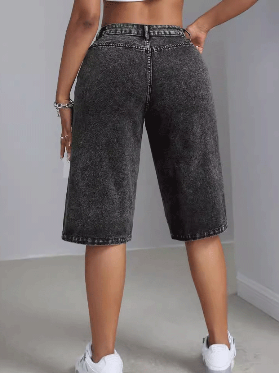 Maren | Women’s denim wide leg shorts with high waist cut