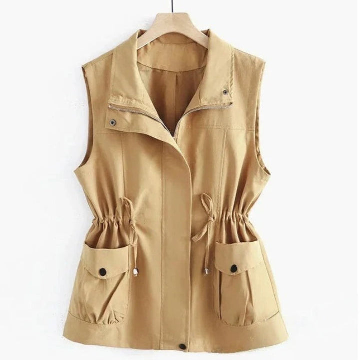 Rita | Women’s sleeveless vest – zipped front & cinched waist