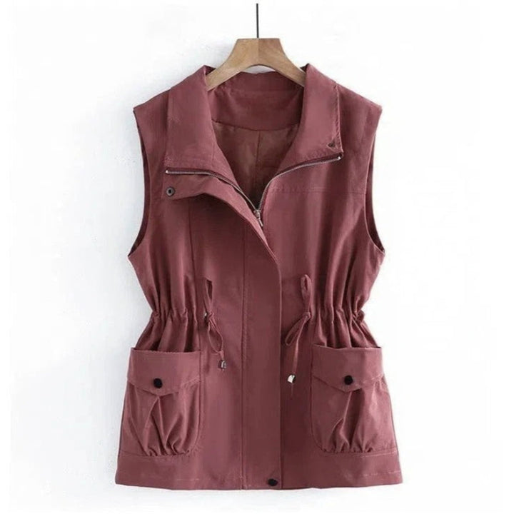 Rita | Women’s sleeveless vest – zipped front & cinched waist