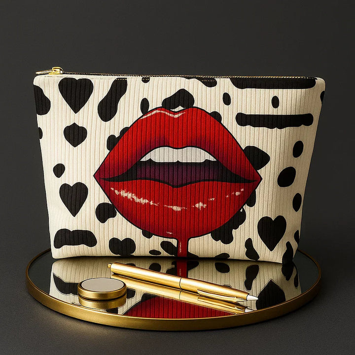 Molly | Women’s zipper pouch bag with graffiti-inspired lip design