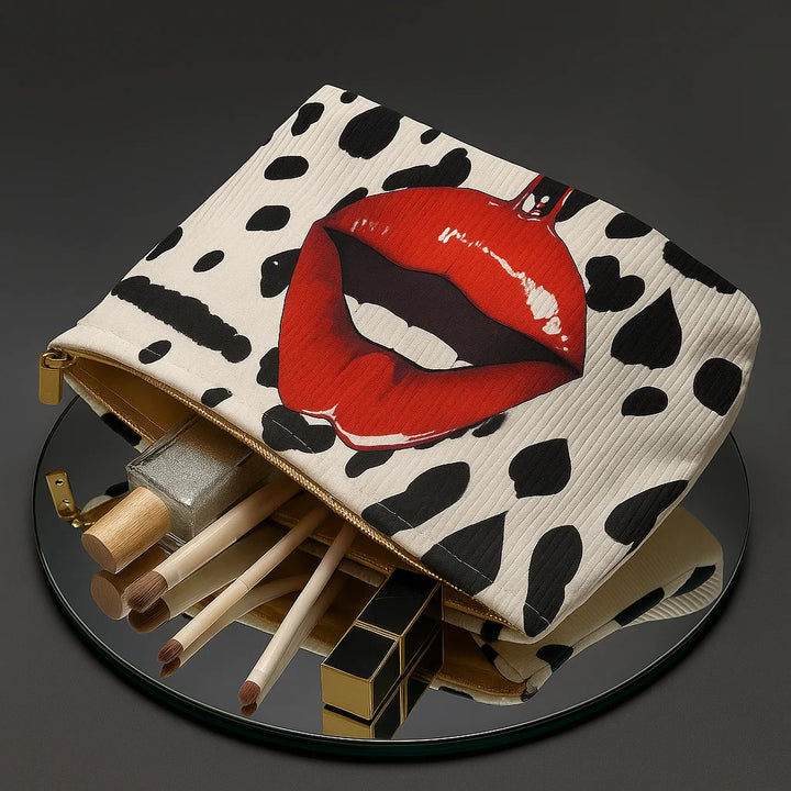 Molly | Women’s zipper pouch bag with graffiti-inspired lip design
