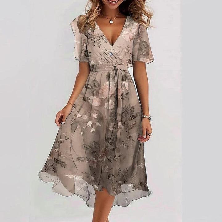 Bell | Women’s wrap summer dress with v-neckline and short flutter sleeves